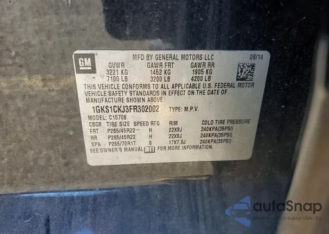 2015 GMC Yukon Denali z USA, uszkodzony, nr VIN 1GKS1CKJ3FR302002